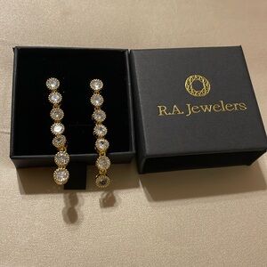 Linear Bezel cut Swarovski crystal drop earrings